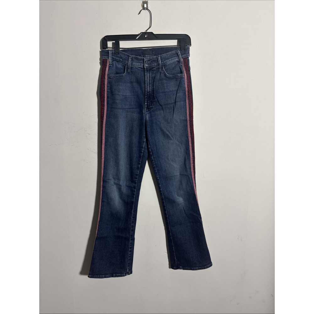 EUC WOMEN’S MOTHER JEANS HUSTLER ANKLE GLITTER RACER SIZE 28 BLUE PINK 1307-104